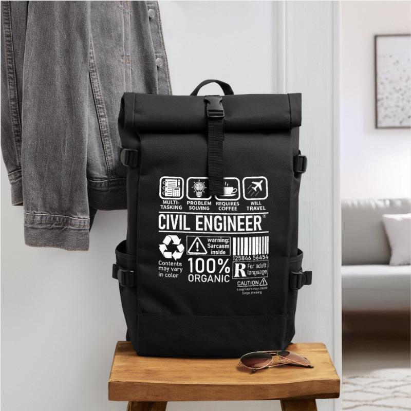 Civil Engineer multi tasking problem solving Roll Top Backpack