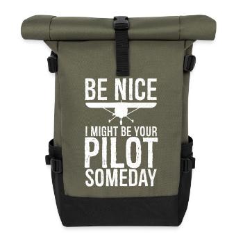 sois gentil, je pourrais être ton pilote un jour - Sac à dos roll top - olive/noir - Devant
