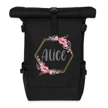 Alice Girl Name Personalized Gift - Roll Top Backpack - black - Front