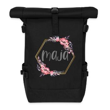 Maja Girl Name Personalized Gift - Roll Top Backpack - black - Front