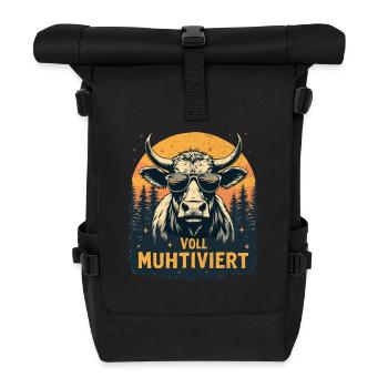 Kuh Landwirt Bauernhof Landwirtschaft Bauer - Rolltop Rucksack - Schwarz - Vorne
