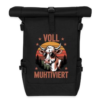 Kuh Landwirt Bauernhof Landwirtschaft Bauer - Rolltop Rucksack - Schwarz - Vorne