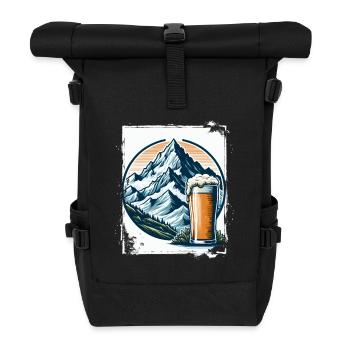 Berg und Bier Naturmotiv - Rolltop Rucksack - Schwarz - Vorne