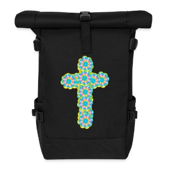Kreuz Jesus Kreuze Kruzifix Blumen - Rolltop Rucksack - Schwarz - Vorne