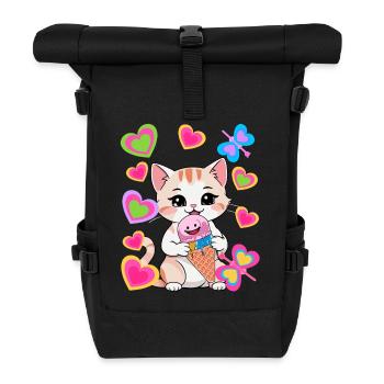 Chats Chat Glace Crème Enfants Enfant Rétro Années 80 - Sac à dos roll top - noir - Devant