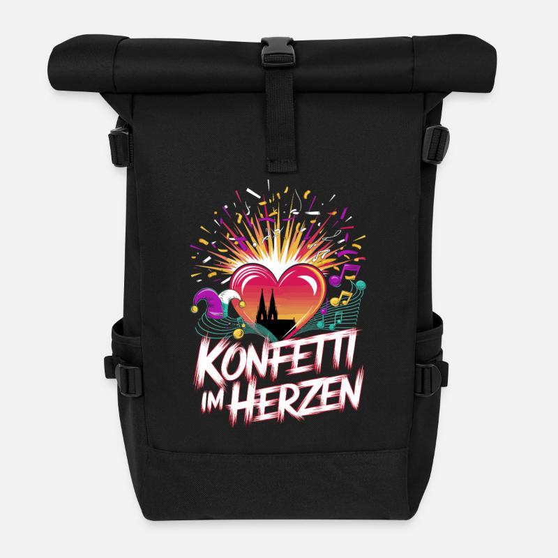 Köln Konfetti Im Herzen Karneval Herz Kölner Köln - Rolltop Rucksack - Schwarz