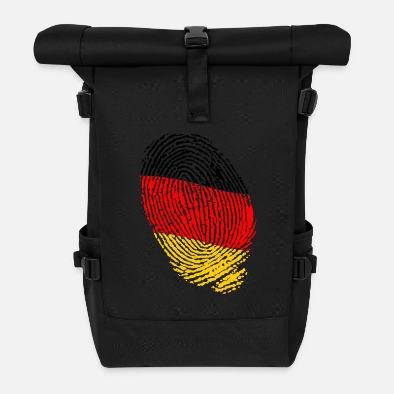 Fingerabdrücke der deutschen Flagge - Rolltop Rucksack - Schwarz