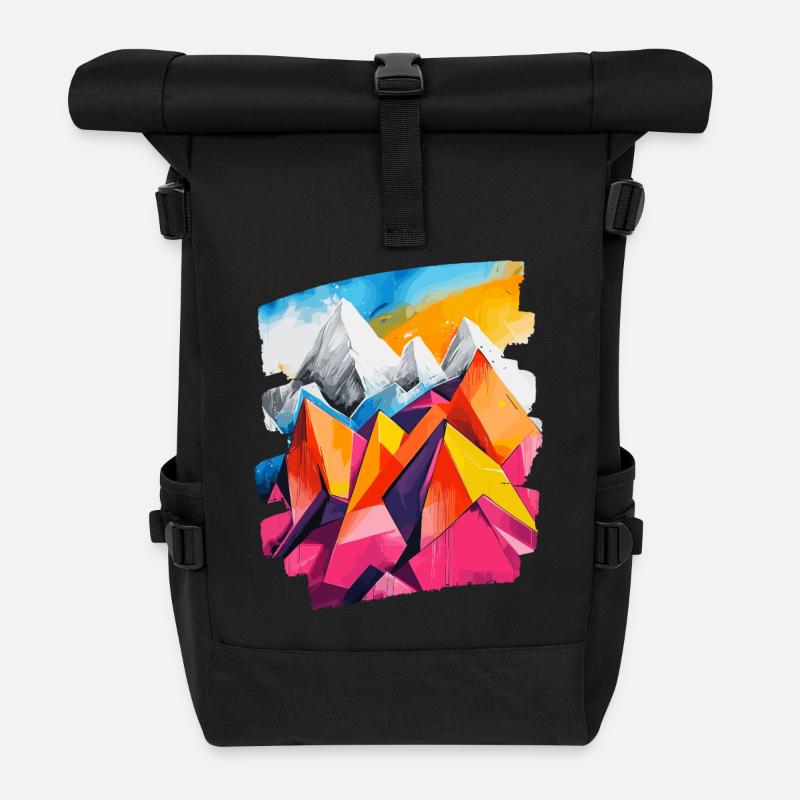 Berge - Rolltop Rucksack - Schwarz