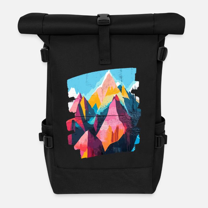 Berge - Rolltop Rucksack - Schwarz
