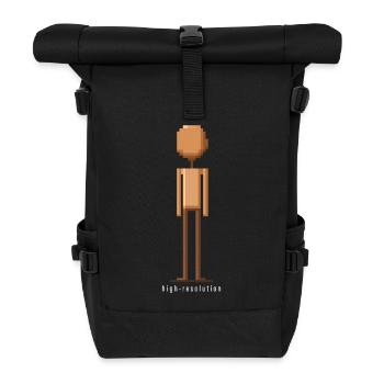 High Resolution Ironic Pixel Art Fun Design - Roll Top Backpack - black - Front