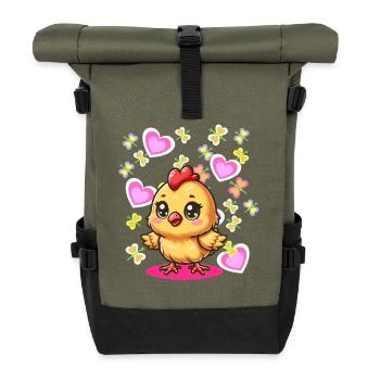 Printemps Pâques Poussin Enfants Enfant Coeur de Poulet - Sac à dos roll top - olive/noir - Devant