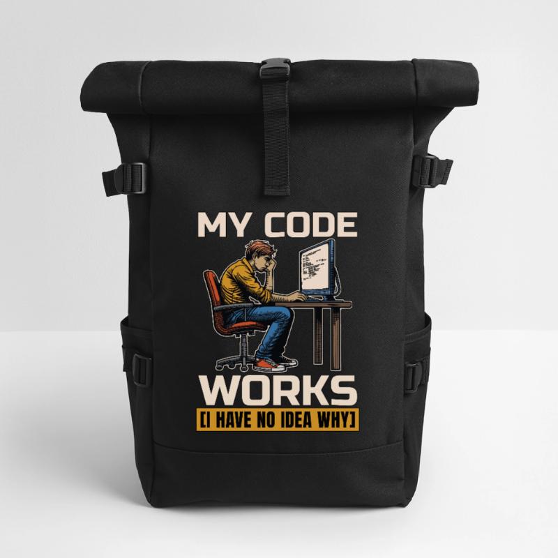 Coder My Code Works I Have No Idea Web Developer Roll Top Backpack