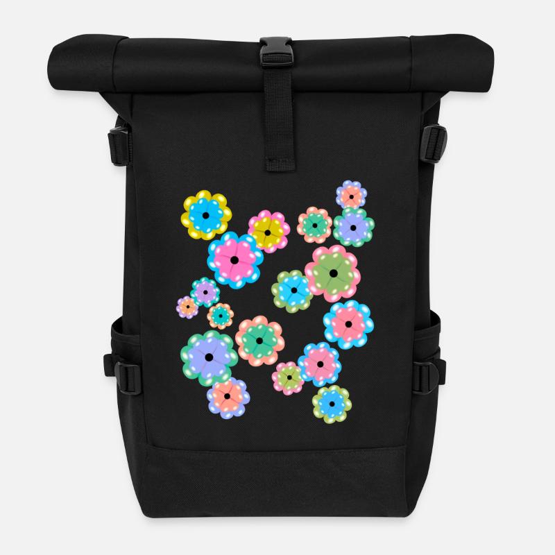 Mandala de printemps fleurs, fleurs, - Sac à dos roll top - noir