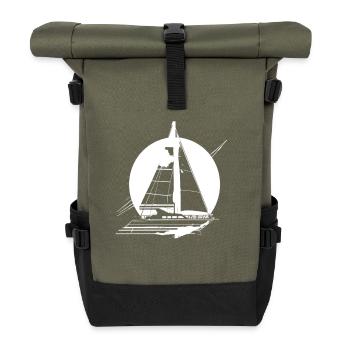 Segelboot Zeichnung - Rolltop Rucksack - Olive/Schwarz - Vorne