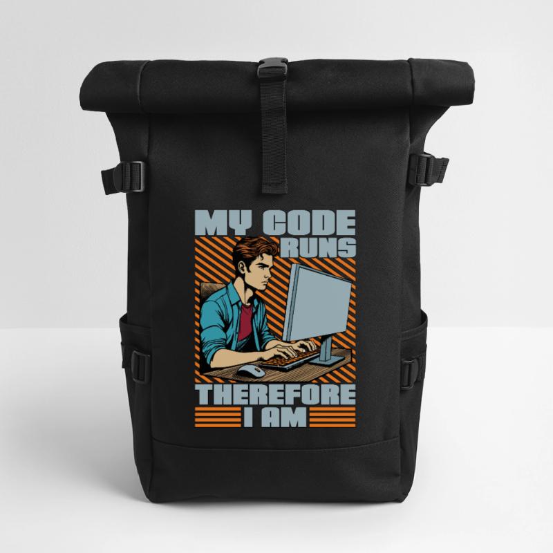 Coder My Code Runs Therefore I Am Web Developer Rolltop Rucksack