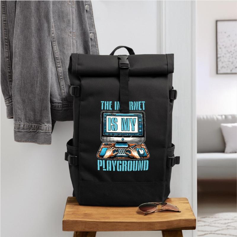 Coder The Internet Is My Playground Web Developer Roll Top Backpack