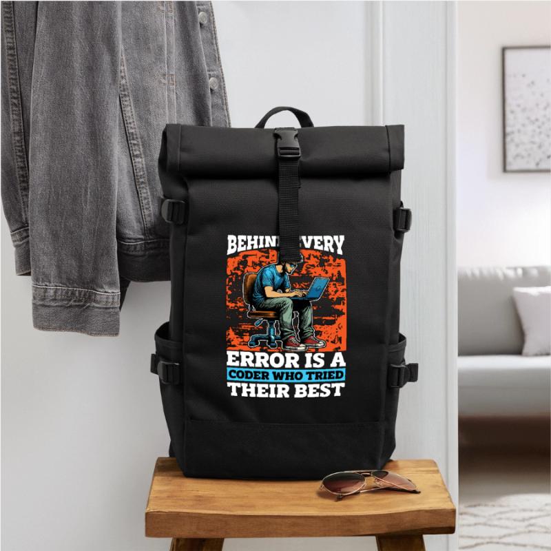 Coder Behind Every Error Is A Coder Web Developer Rolltop Rucksack