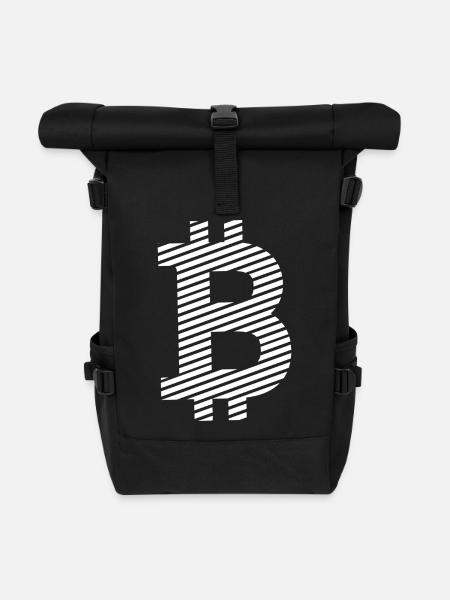Bitcoin Symbol – Minimal Crypto Design - Roll Top Backpack - black