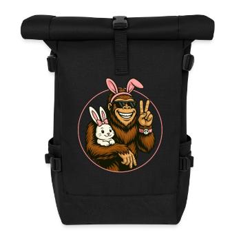 Easter, Funny Easter Bunny, Bigfoot, Easter - Roll Top Backpack - black - Front