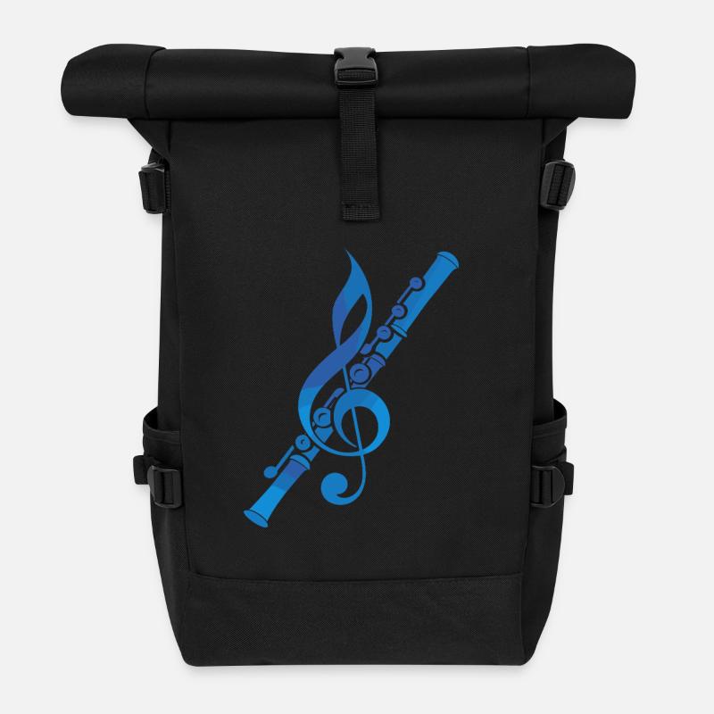 Flötenmusik Grafik - Rolltop Rucksack - Schwarz