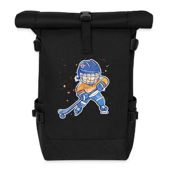 Kleiner Eishockeyspieler - Rolltop Rucksack - Schwarz - Vorne