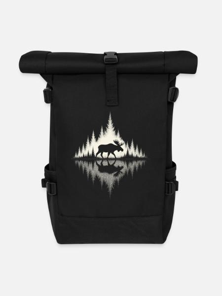 Elch, Wald, Natur, Wildnis, Outdoor, Tier - Rolltop Rucksack - Schwarz
