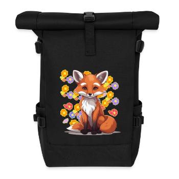 80er 90er Fuchs Füchse Kinder Vintage Retro - Rolltop Rucksack - Schwarz - Vorne