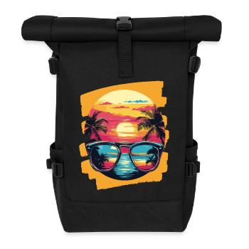 Sunglasses Summer Palm Trees - Roll Top Backpack - black - Front