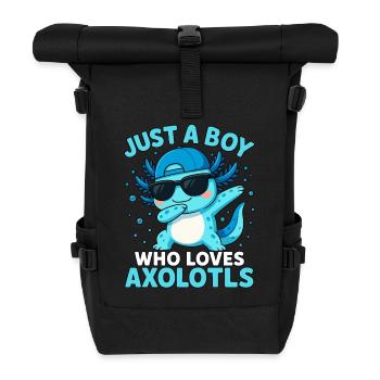 Axolotl, Dabbind Axolotl, Lustiges Anime Kawaii - Rolltop Rucksack - Schwarz - Vorne