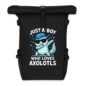 Axolotl, Dabbind Axolotl, Funny Anime Kawaii - Roll Top Backpack - black - Front