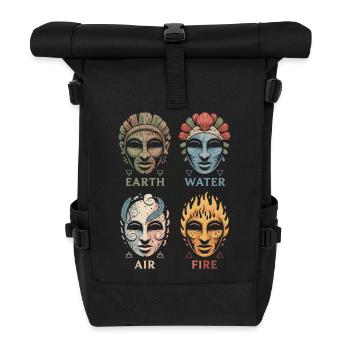 Four Elemental Masks | Alchemical Symbols Art - Roll Top Backpack - black - Front