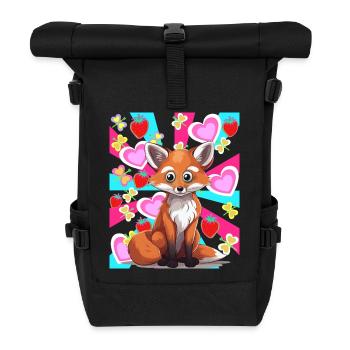 Rétro été renard habitant de la forêt fraises des années 80 - Sac à dos roll top - noir - Devant