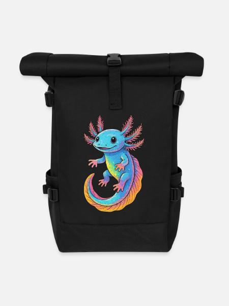 Axolotl, Buntes Axolotl - Rolltop Rucksack - Schwarz