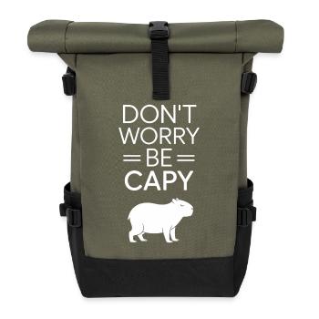 Capybara Dont Worry Be Capy Capybara Rodent - Roll Top Backpack - olive/black - Front