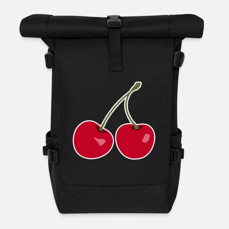 Kirsche, Rote Kirschen - Rolltop Rucksack - Schwarz