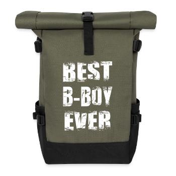 Bester B Boy aller Zeiten - Rolltop Rucksack - Olive/Schwarz - Vorne