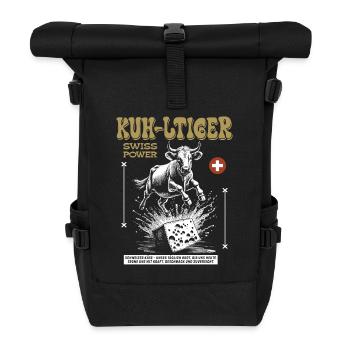 Swiss Cheese Shirt: Cow, Power & Cheese Explosion - Roll Top Backpack - black - Front