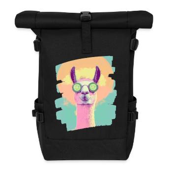 Llama Alpaca Beauty Selfcare Mask - Roll Top Backpack - black - Front