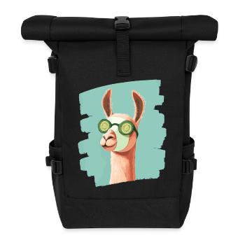 Llama Alpaca Beauty Selfcare Mask - Roll Top Backpack - black - Front