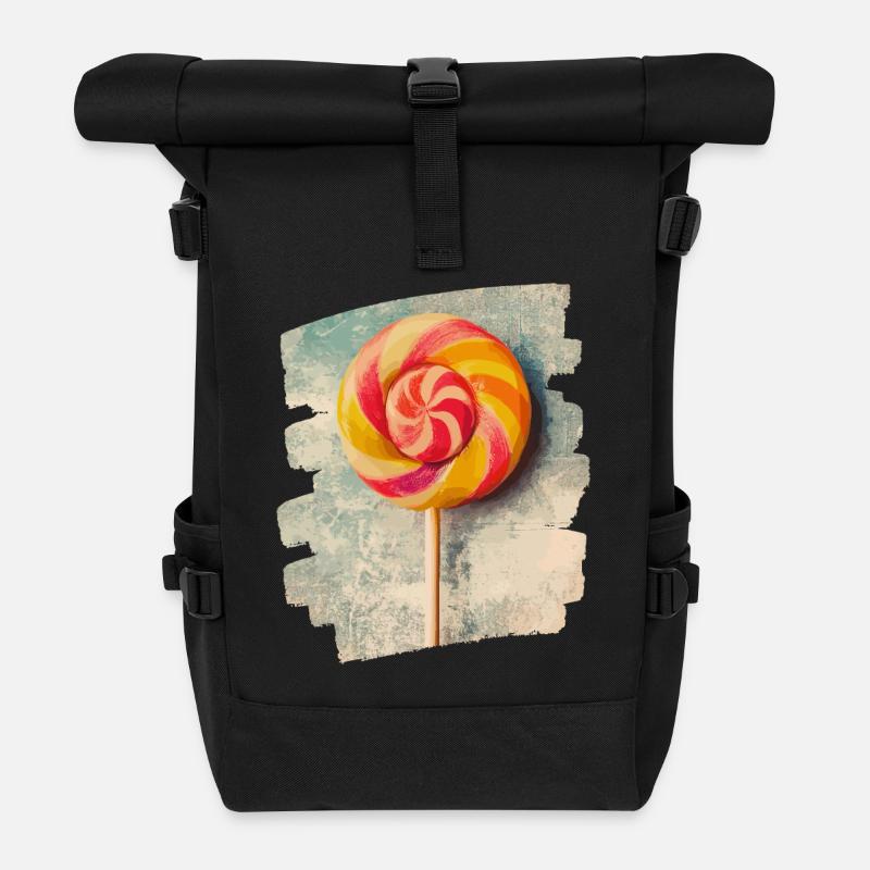 Lollipop lollipop candy candy - Roll Top Backpack - black