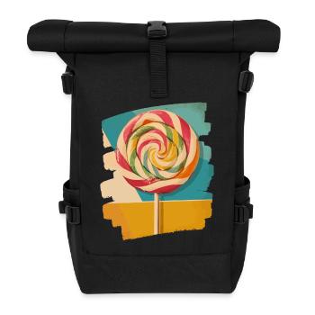 Lollipop lollipop candy candy - Roll Top Backpack - black - Front