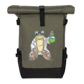 Frosch Wissenschaftler Reagenzglas Labor - Rolltop Rucksack - Olive/Schwarz - Vorne