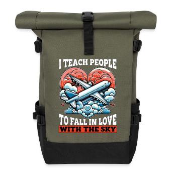 Flight Instructor I Teach People To Pilot School - Roll Top Backpack - olive/black - Front