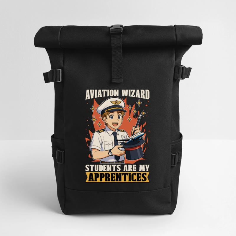 Flight Instructor Aviation Wizard Flight Trainer Rolltop Rucksack
