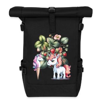 Fraise Licorne Enfants Filles Femmes Teen - Sac à dos roll top - noir - Devant