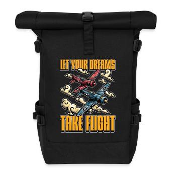 Aerobatic Pilot Let Your Dreams Take Aeroplane - Roll Top Backpack - black - Front