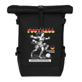 GER Fußballerin Shirt: Einsatz im Strafraum - Rolltop Rucksack - Schwarz - Vorne