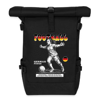 GER Freizeitspielerin Shirt: Spaß mit Fußball - Rolltop Rucksack - Schwarz - Vorne