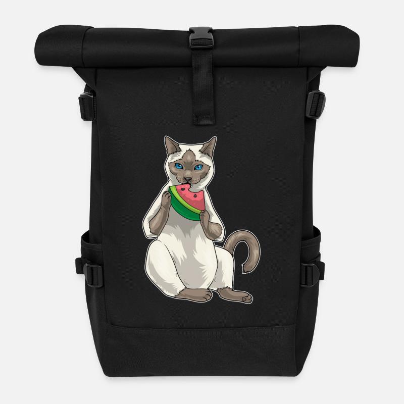 Chat siamois Pastèque - Sac à dos roll top - noir