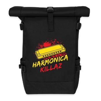 Funny Harmonica Player Killaz Harmonica - Rolltop Rucksack - Schwarz - Vorne